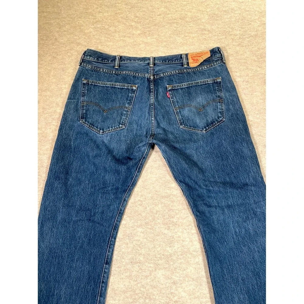 Levi's 501 Authentic Jeans Mens 40x30 Blue‎ Denim Cotton Straight Leg Button Fly